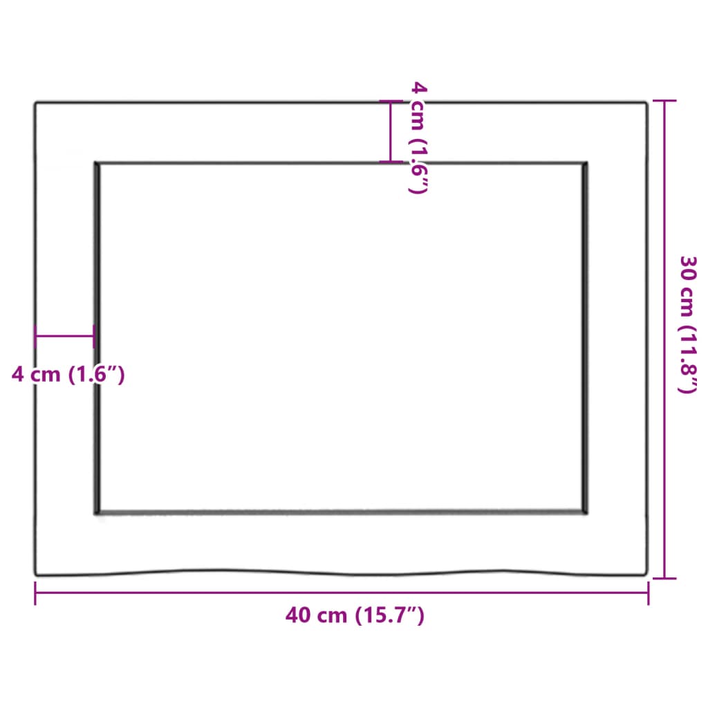 Wandschap 40x30x(2-4) cm behandeld massief eikenhout lichtbruin