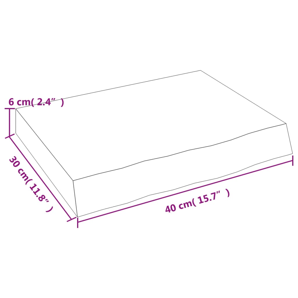 Wandschap 40x30x(2-6) cm behandeld massief eikenhout lichtbruin