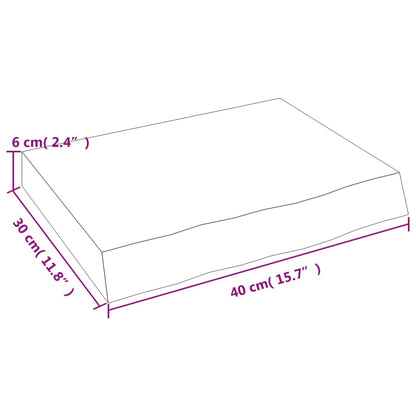 Wandschap 40x30x(2-6) cm behandeld massief eikenhout lichtbruin