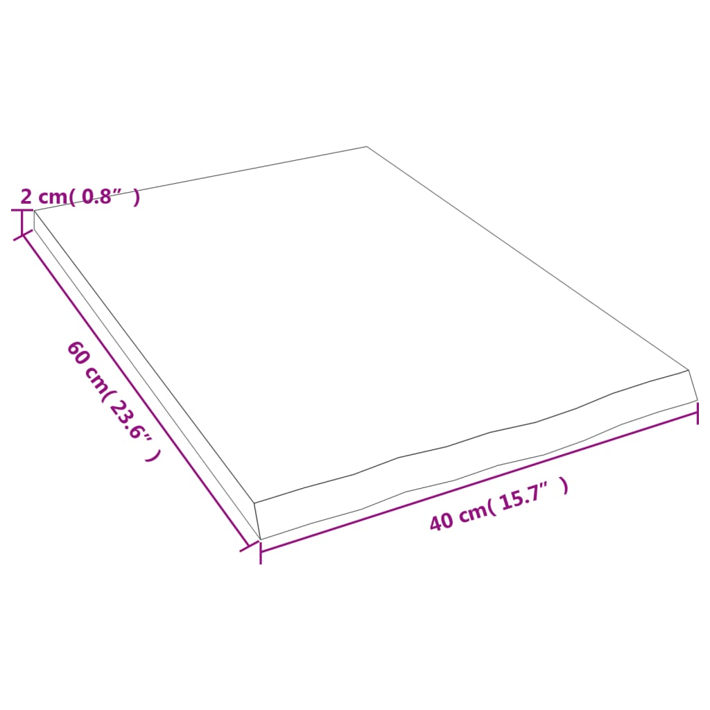 Wandschap 40x60x2 cm behandeld massief eikenhout lichtbruin