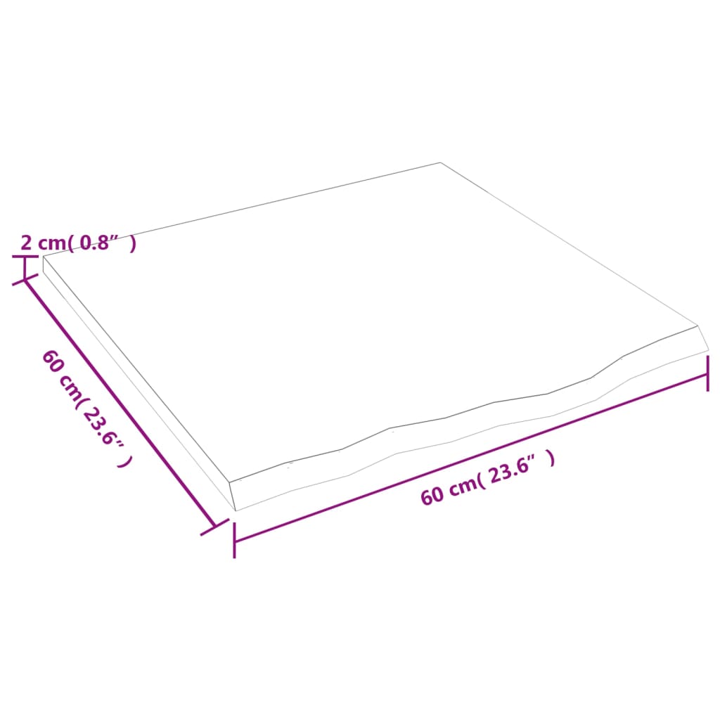 Wandschap 60x60x2 cm behandeld massief eikenhout lichtbruin