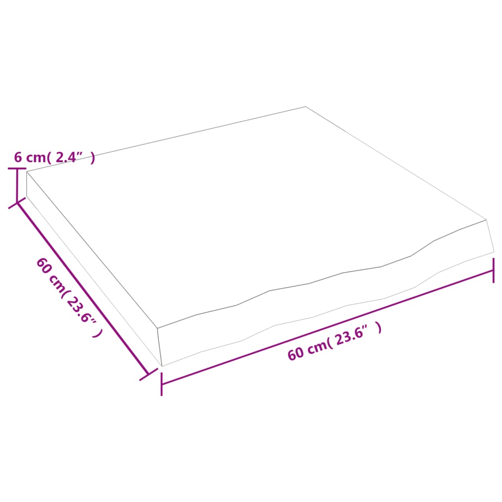 Wandschap 60x60x(2-6) cm behandeld massief eikenhout lichtbruin