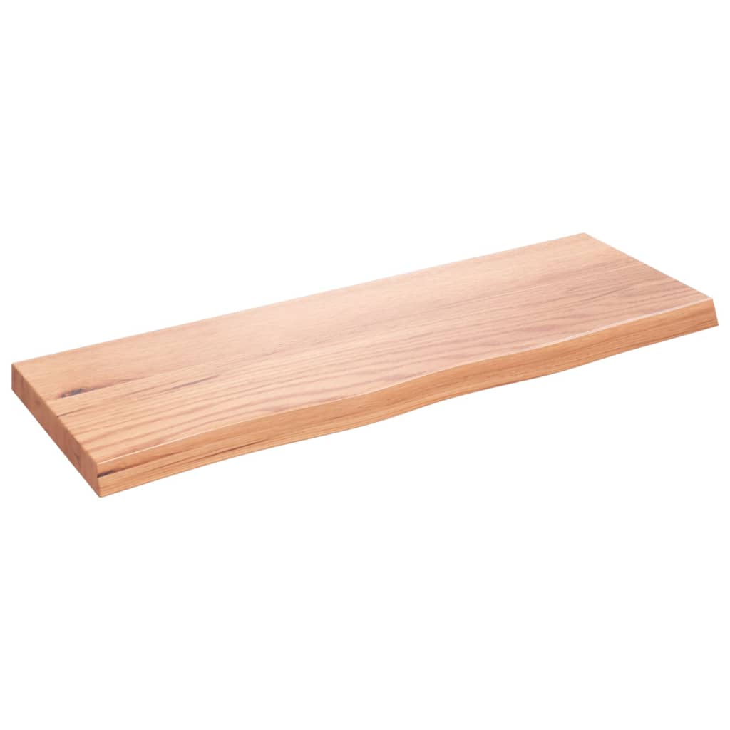 Wandschap 80x30x(2-4) cm behandeld massief eikenhout lichtbruin