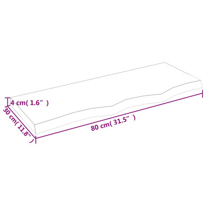 Wandschap 80x30x(2-4) cm behandeld massief eikenhout lichtbruin