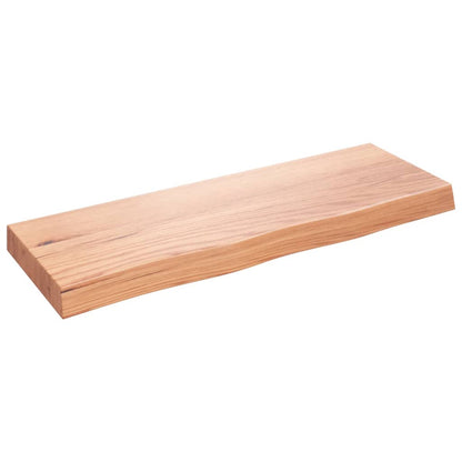 Wandschap 80x30x(2-6) cm behandeld massief eikenhout lichtbruin