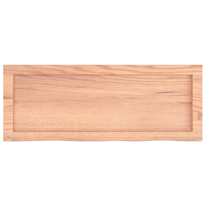 Wandschap 80x30x(2-6) cm behandeld massief eikenhout lichtbruin