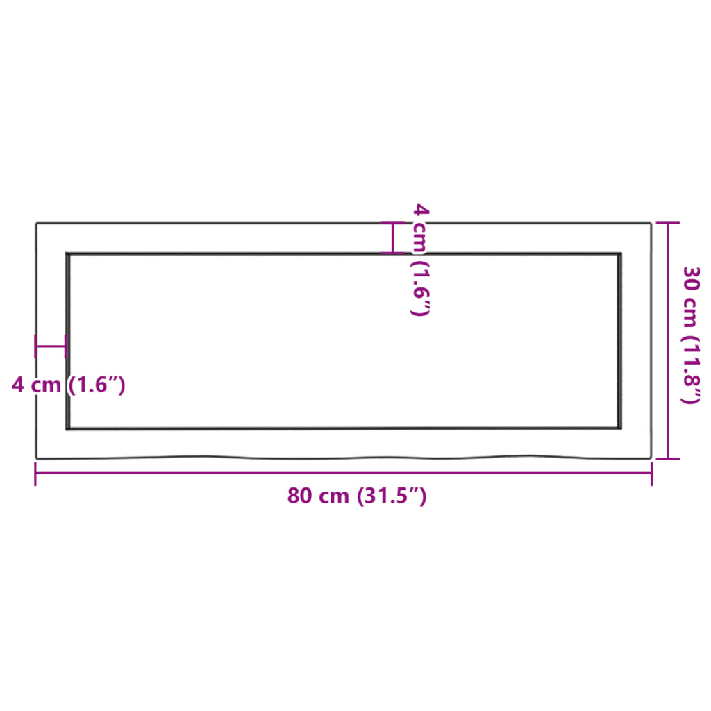 Wandschap 80x30x(2-6) cm behandeld massief eikenhout lichtbruin