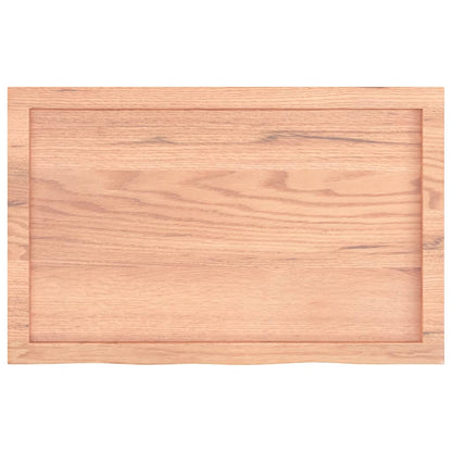 Wandschap 80x50x(2-4) cm behandeld massief eikenhout lichtbruin