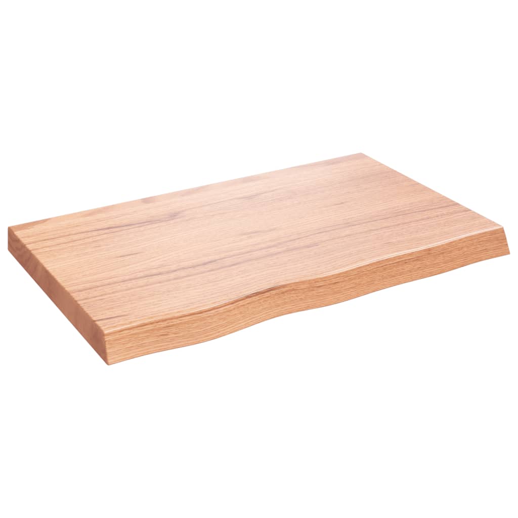 Wandschap 80x50x(2-6) cm behandeld massief eikenhout lichtbruin