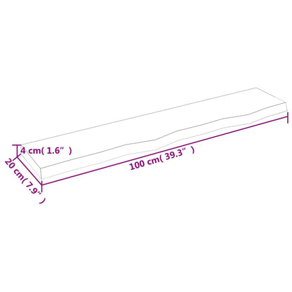 Wandschap 100x20x4 cm behandeld massief eikenhout lichtbruin