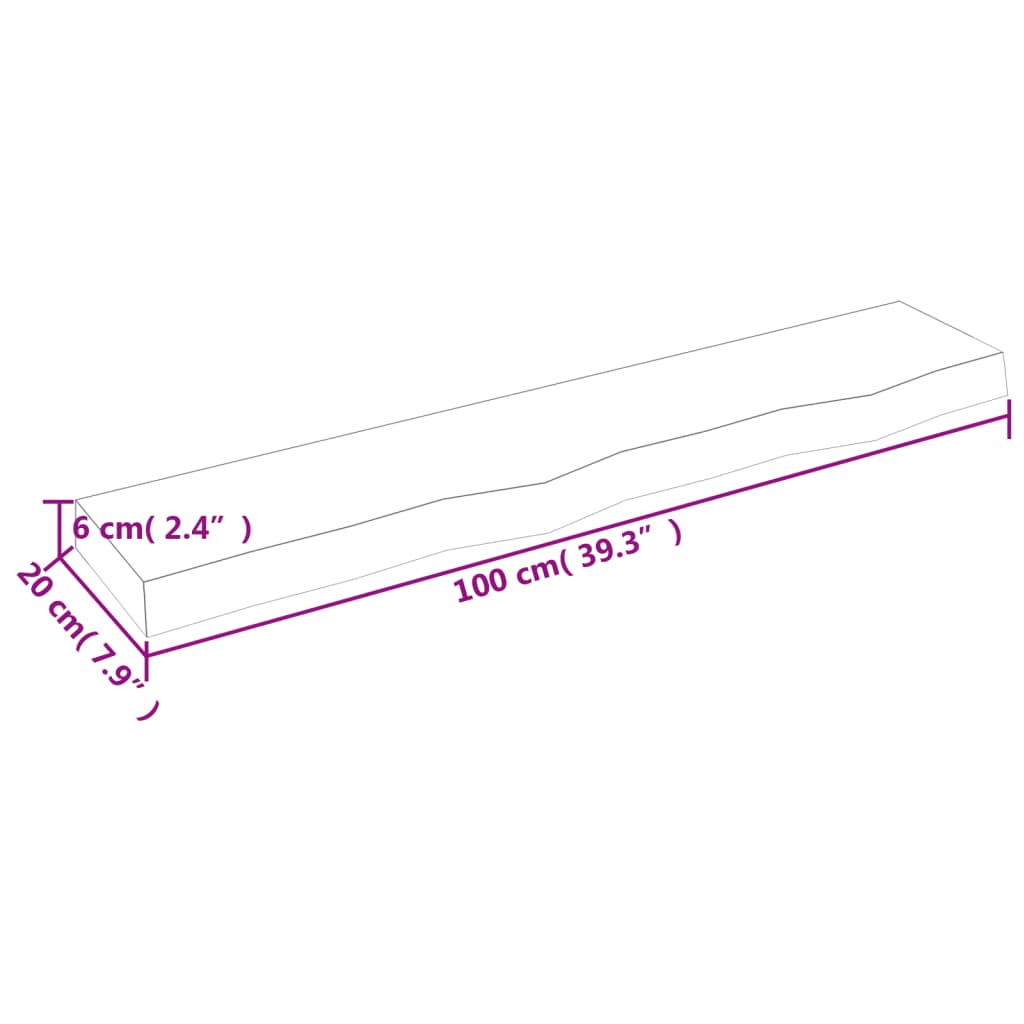 Wandschap 100x20x6 cm behandeld massief eikenhout lichtbruin