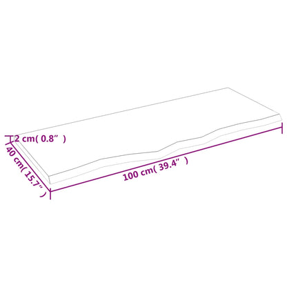 Wandschap 100x40x2 cm behandeld massief eikenhout lichtbruin