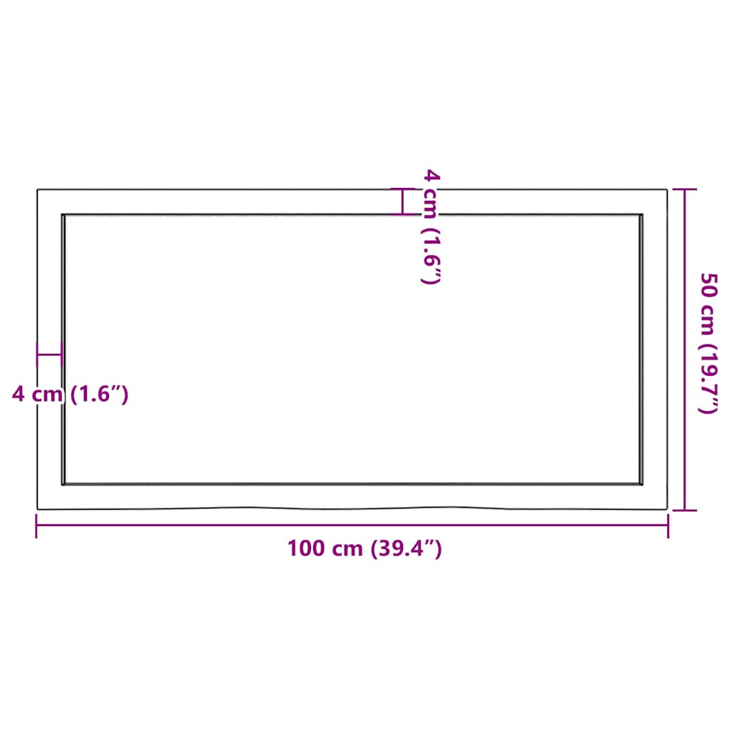 Wandschap 100x50x(2-4)cm behandeld massief eikenhout lichtbruin