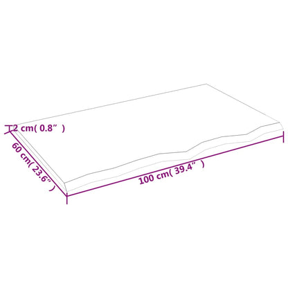 Wandschap 100x60x2 cm behandeld massief eikenhout lichtbruin