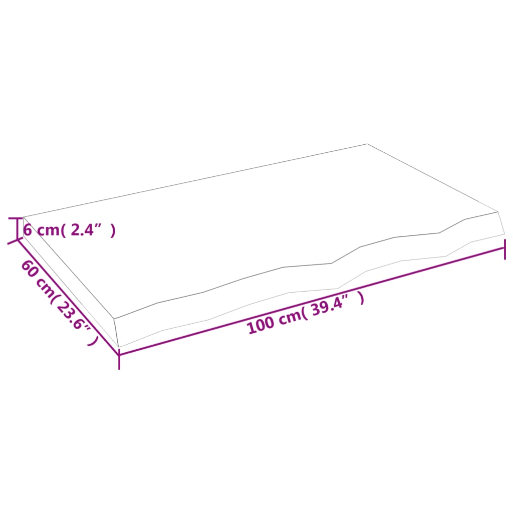 Wandschap 100x60x(2-6)cm behandeld massief eikenhout lichtbruin