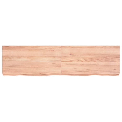 Wandschap 120x30x(2-6)cm behandeld massief eikenhout lichtbruin