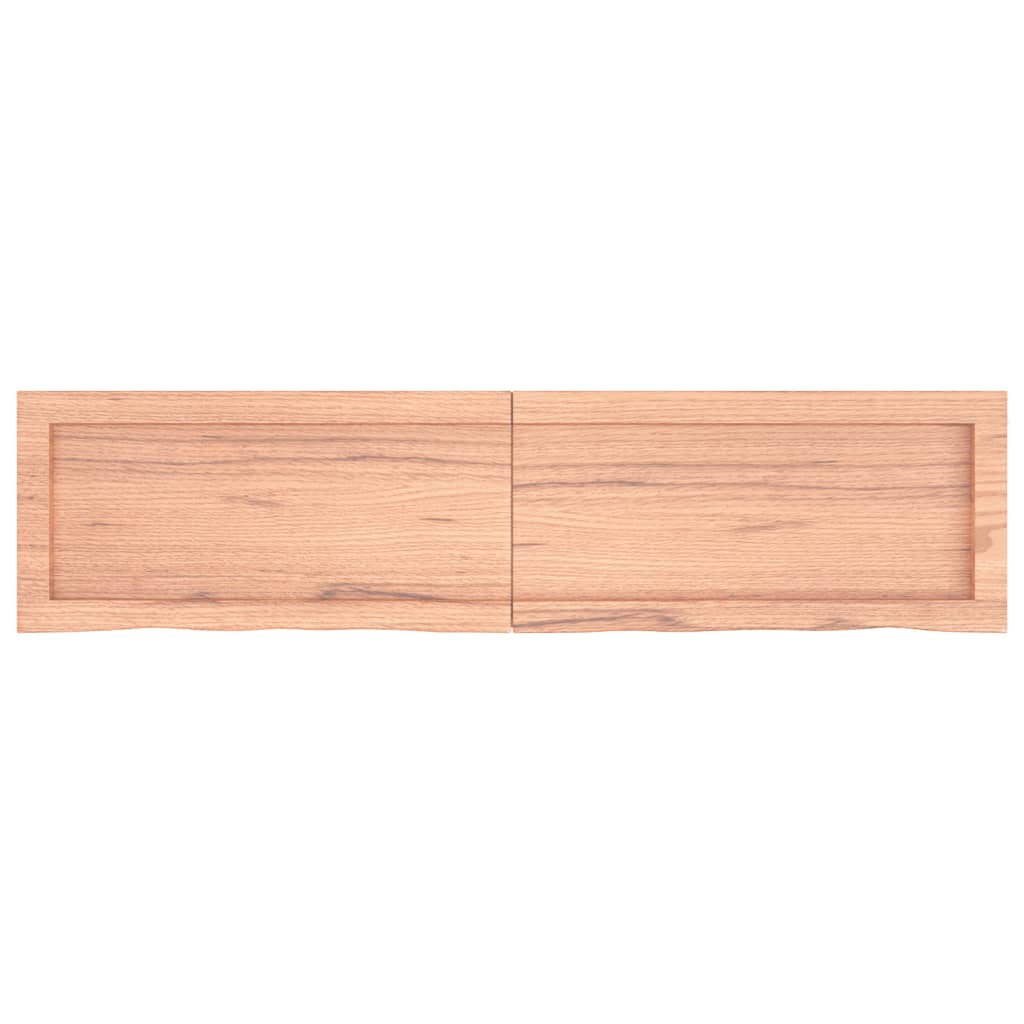 Wandschap 120x30x(2-6)cm behandeld massief eikenhout lichtbruin