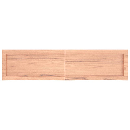 Wandschap 120x30x(2-6)cm behandeld massief eikenhout lichtbruin