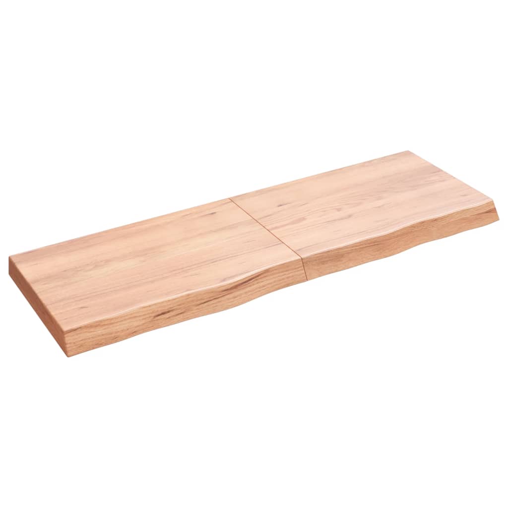 Wandschap 120x40x(2-6)cm behandeld massief eikenhout lichtbruin