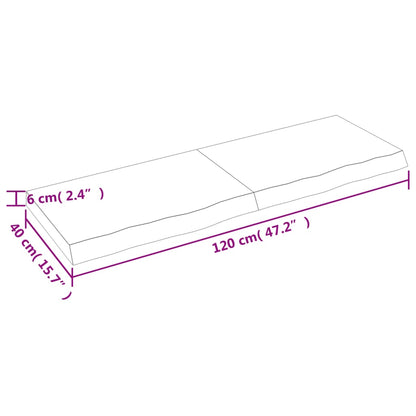 Wandschap 120x40x(2-6)cm behandeld massief eikenhout lichtbruin