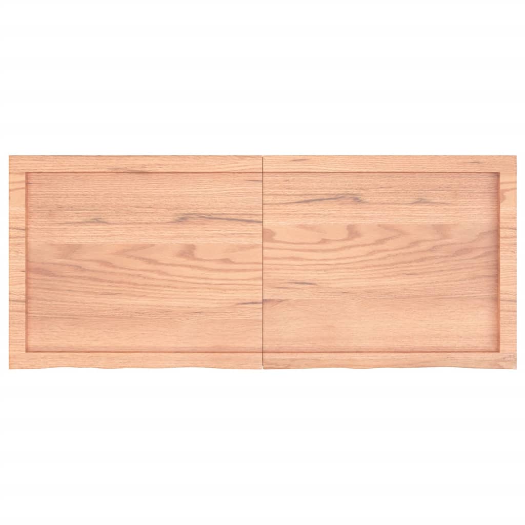 Wandschap 120x50x(2-6)cm behandeld massief eikenhout lichtbruin