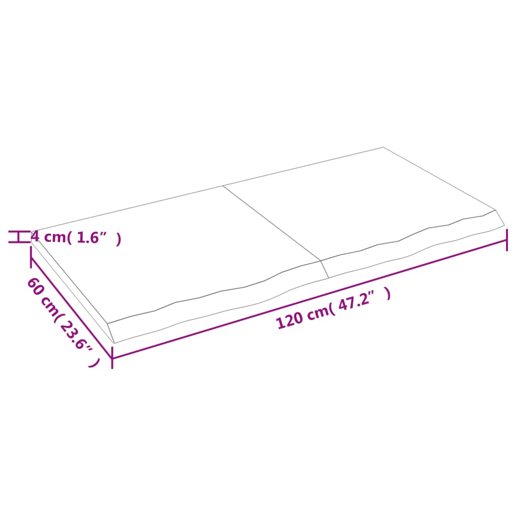 Wandschap 120x60x(2-4)cm behandeld massief eikenhout lichtbruin