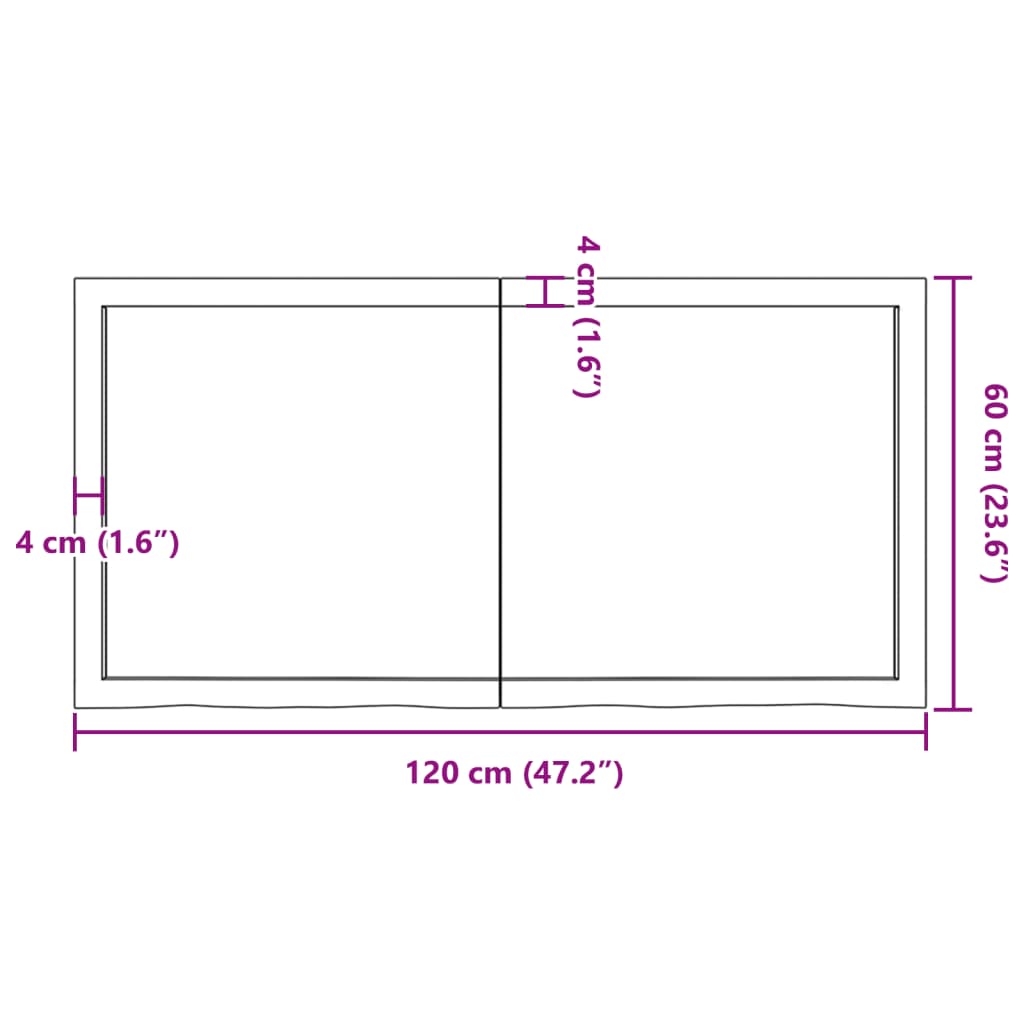 Wandschap 120x60x(2-4)cm behandeld massief eikenhout lichtbruin