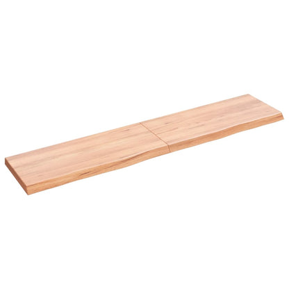 Wandschap 140x30x(2-4)cm behandeld massief eikenhout lichtbruin