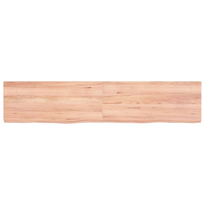 Wandschap 140x30x(2-4)cm behandeld massief eikenhout lichtbruin