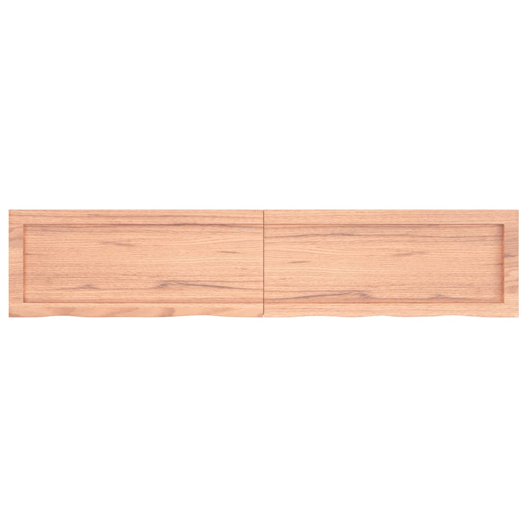 Wandschap 140x30x(2-4)cm behandeld massief eikenhout lichtbruin