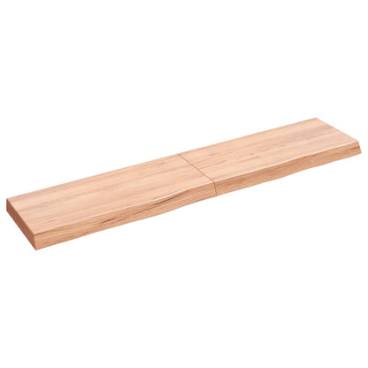 Wandschap 140x30x(2-6)cm behandeld massief eikenhout lichtbruin