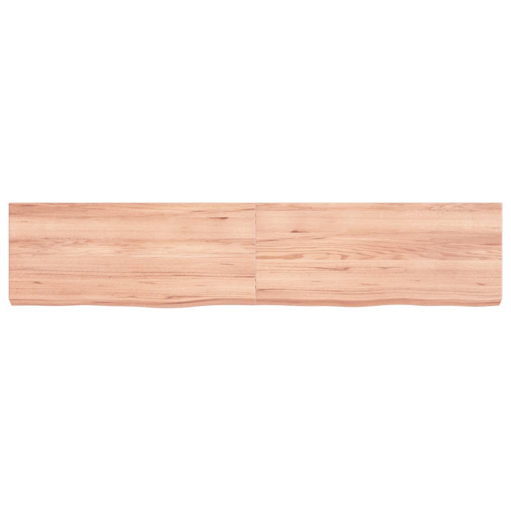 Wandschap 140x30x(2-6)cm behandeld massief eikenhout lichtbruin