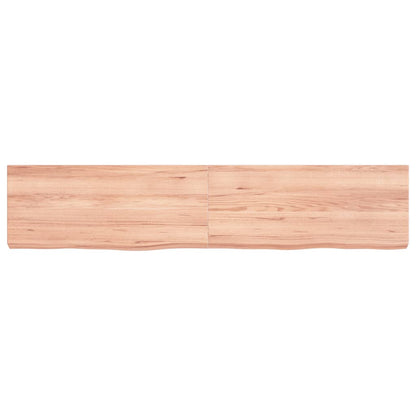 Wandschap 140x30x(2-6)cm behandeld massief eikenhout lichtbruin