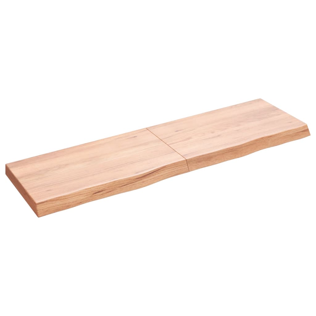 Wandschap 140x40x(2-6)cm behandeld massief eikenhout lichtbruin