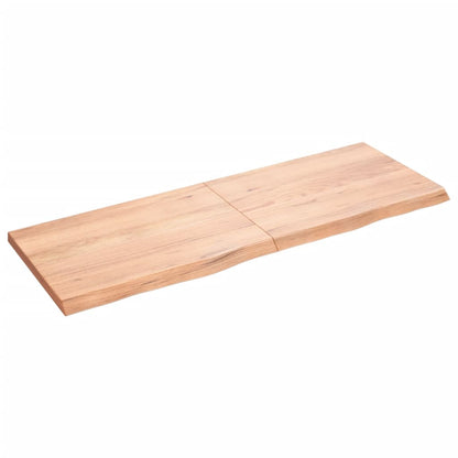 Wandschap 140x50x(2-4)cm behandeld massief eikenhout lichtbruin