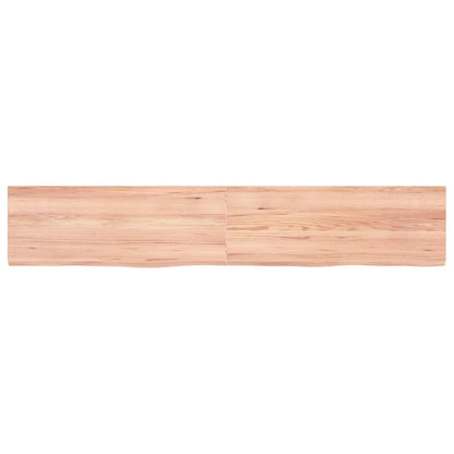 Wandschap 160x30x(2-6)cm behandeld massief eikenhout lichtbruin