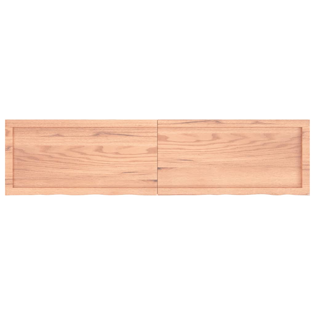 Wandschap 160x40x(2-6)cm behandeld massief eikenhout lichtbruin