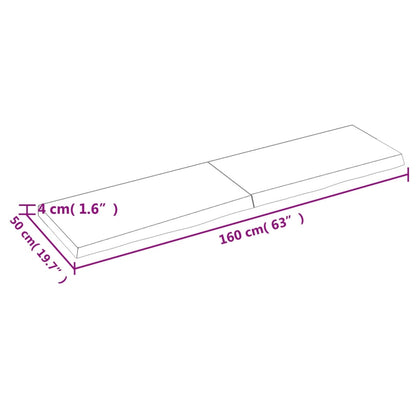 Wandschap 160x50x(2-4)cm behandeld massief eikenhout lichtbruin