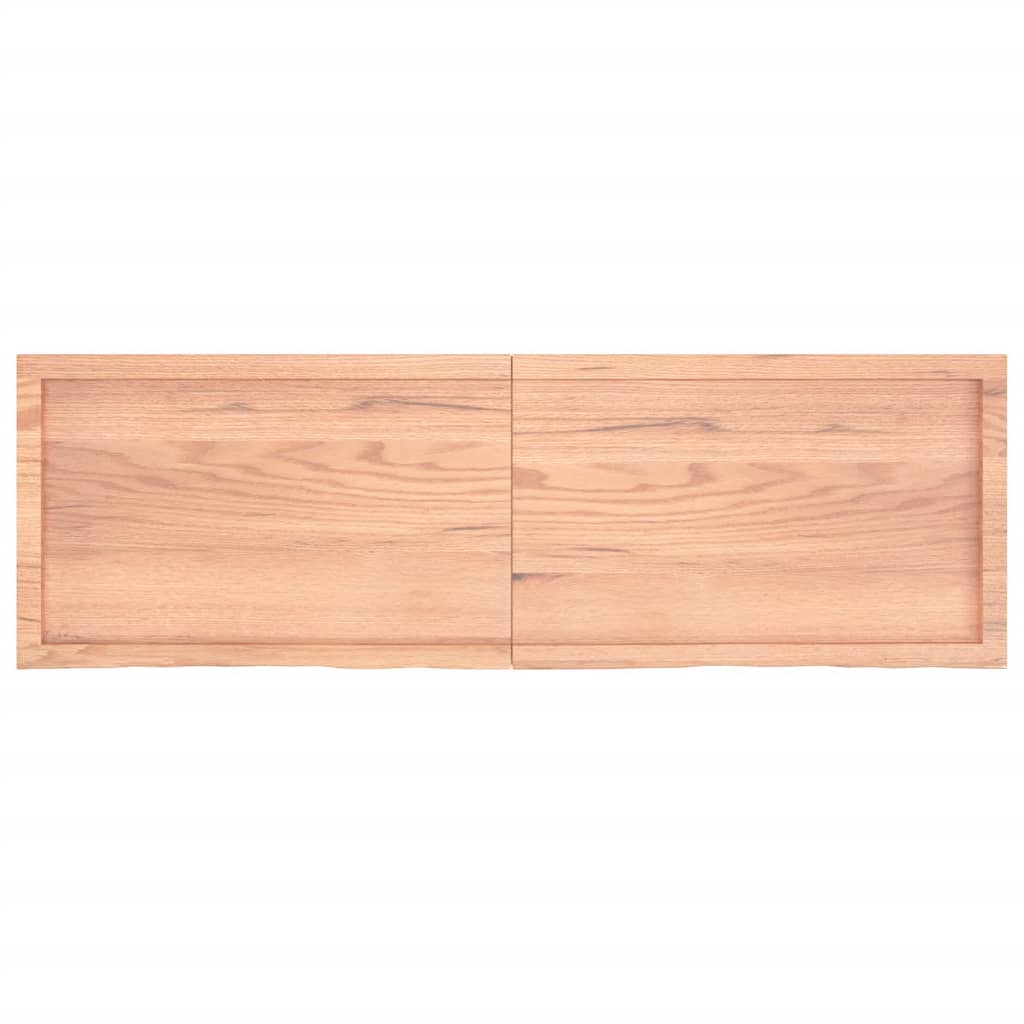 Wandschap 160x50x(2-6)cm behandeld massief eikenhout lichtbruin