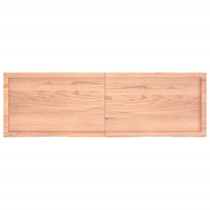 Wandschap 160x50x(2-6)cm behandeld massief eikenhout lichtbruin