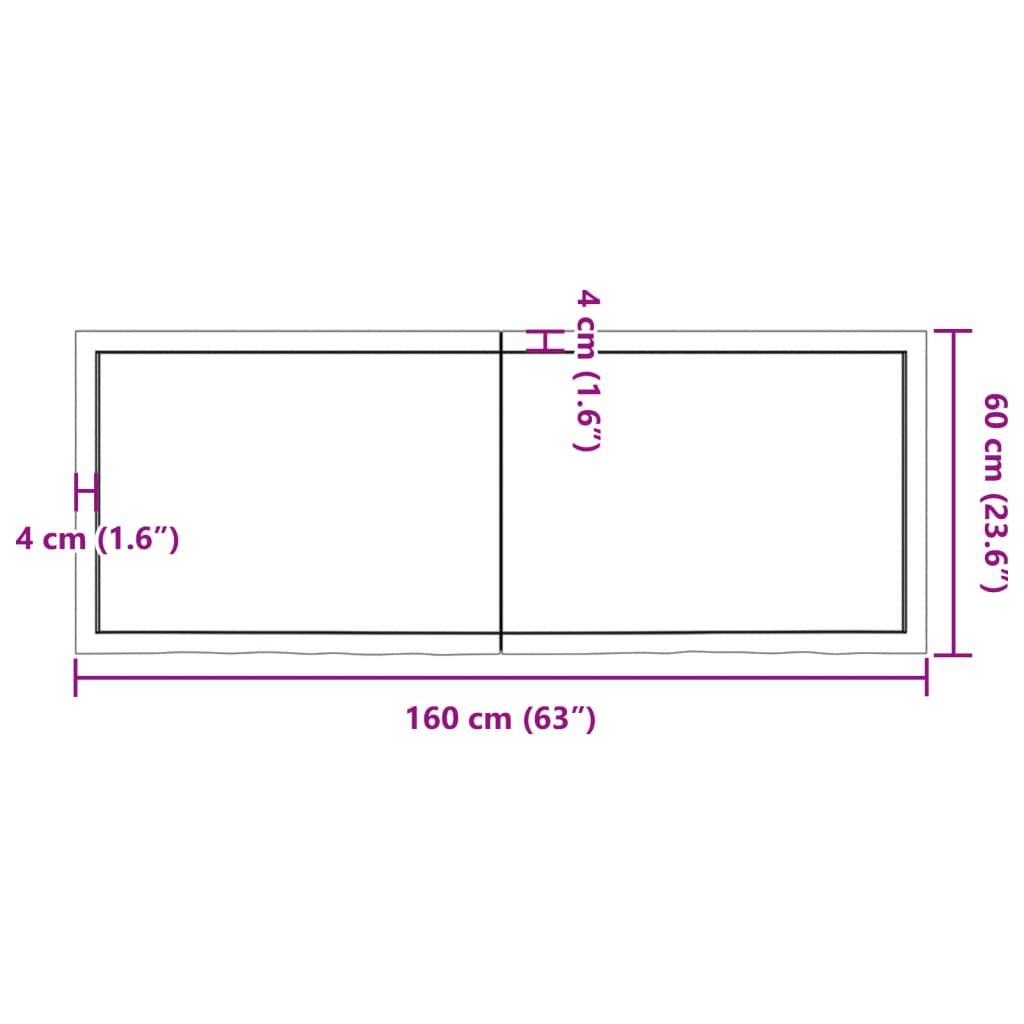 Wandschap 160x60x(2-6)cm behandeld massief eikenhout lichtbruin