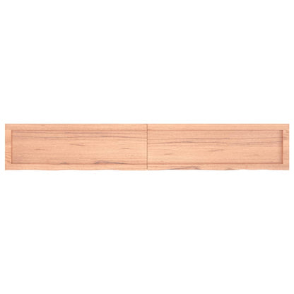 Wandschap 180x30x(2-4)cm behandeld massief eikenhout lichtbruin