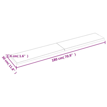 Wandschap 180x30x(2-4)cm behandeld massief eikenhout lichtbruin