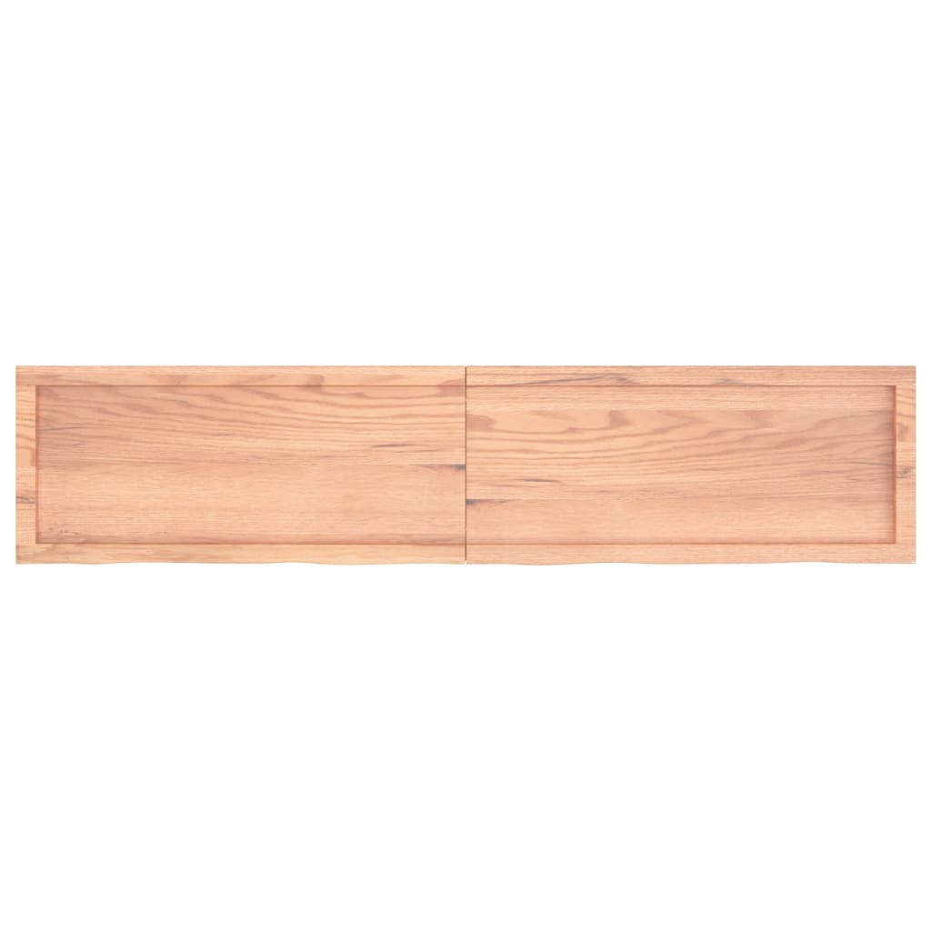 Wandschap 180x40x(2-4)cm behandeld massief eikenhout lichtbruin