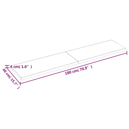 Wandschap 180x40x(2-4)cm behandeld massief eikenhout lichtbruin