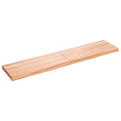 Wandschap 180x40x(2-6)cm behandeld massief eikenhout lichtbruin