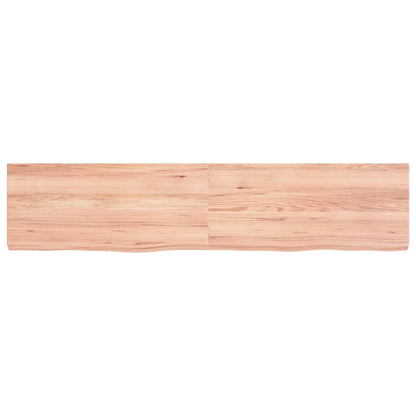 Wandschap 180x40x(2-6)cm behandeld massief eikenhout lichtbruin