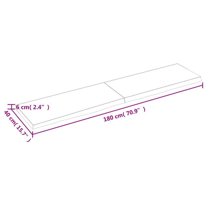 Wandschap 180x40x(2-6)cm behandeld massief eikenhout lichtbruin