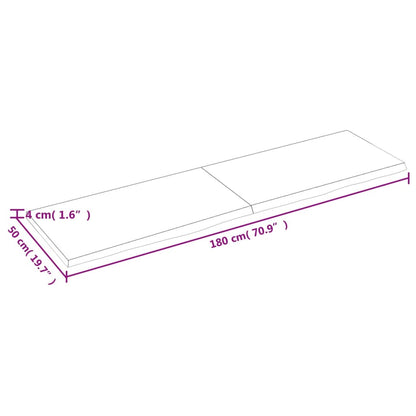 Wandschap 180x50x(2-4)cm behandeld massief eikenhout lichtbruin