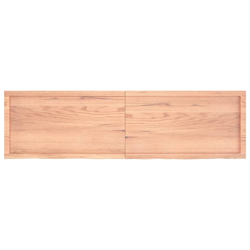 Wandschap 180x50x(2-6)cm behandeld massief eikenhout lichtbruin